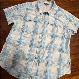Eddie Bauer Blue Plaid Short Sleeve Shirt